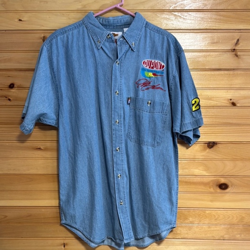 Winners Circle DuPont Jeff Gordon #24 NASCAR Blue Men's Button Up Shirt L NWT